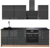 K&uuml;chenzeile Vicco Fame-Line Anthrazit Hochglanz/Goldkraft Eiche 230 cm ohne
