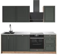 K&uuml;chenzeile Vicco Fame-Line Gr&uuml;n-Gold Landhaus/Goldkraft Eiche 230 cm, AP...