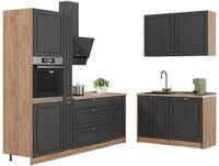 K&uuml;chenzeile Vicco Fame-Line Anthrazit-Gold Landhaus/Goldkraft Eiche 220 x 120...
