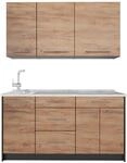 Singlek&uuml;che Vicco Fame-Line Goldkraft Eiche/Anthrazit 150 cm, AP Marmor, Model...