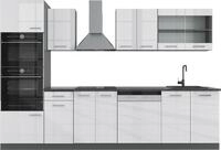 K&uuml;chenzeile Vicco R-Line Wei&szlig; Hochglanz 300 cm mit Hochschrank, AP Anthrazit,...