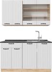 Singlek&uuml;che Vicco Fame-Line Wei&szlig; Landhaus 140 cm , AP Anthrazit, Model 57255