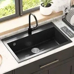 vidaXL Waschbecken Granit 795 x 505 mm Schwarz - Schwarz