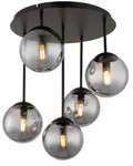 LED Deckenleuchte, Glas , schwarz, 5-flammig, E14, &Oslash; 38 cm