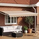 vidaXL Elektrische ausziehbare Markise Beige und Wei&szlig; 3,5 x 2 m