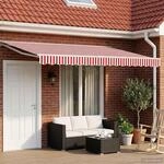 vidaXL Manueller Markisenrahmen mit LEDs Rot und Wei&szlig; 4,5 x 3,5 m