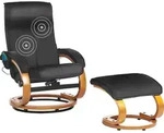 BELIANI Massagesessel Schwarz Stoffbezug mit Fu&szlig;hocker Heizfunktion Liegeoption