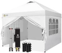 Faltpavillon 3x3 m Pop-Up wasserdicht mit 4 Seitenteilen UV-Schutz 50+