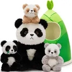 Kuscheltier Panda Set mit Bambus Tasche 5-teilig 40cm gro&szlig; Geschenk f&uuml;r Kinder