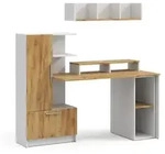 Schreibtisch Vicco Tomy Wei&szlig;/Goldkraft Eiche 150 x 59 cm 4er Set, Model 59194 -