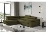 Ecksofa Sofa JADE Stoff Ascot Olivgr&uuml;n mit Schlaffunktion Ottomane Links -...