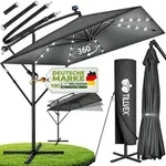 tillvex&reg; Alu Sonnenschirm Rechteckig &Oslash; 330 cm mit LED Solar Anthrazit +...