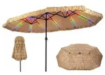 COSTWAY Doppel Sonnenschirm mit Solar-LED 450x260cm, PE-Strohschirm Hawaii mit...