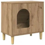 vidaXL Katzenhaus Kunsthandwerk Eiche 51 x 30 x 52 cm Holzwerkstoff - Braun