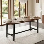 okwish ovaler Esstisch mit Metallbeinen, abgerundetes Design, f&uuml;r 6&ndash;8...