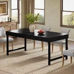 Esstisch rechteckig 140 cm f&uuml;r 4-6 Personen Schwarz Industrieller Stil -...
