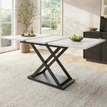 Esstisch ausziehbar rechteckig 120-160x80x75 cm Wei&szlig; mit gekreuzten...