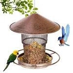 Vogelfutterhaus wetterfest zum Aufh&auml;ngen mit Dach, Metall, gro&szlig;e Kapazit&auml;t,...