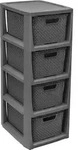 BranQ - Home essential Regal in Rattan Design, Plastic, Anthrazit, 23 x 29 x 65 -