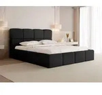 Polsterbett 140x200 mit Bettkasten & Lattenrost &ndash; Schwarzes Bett hohem Kopfteil,