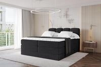 ALTDECOR Boxspringbett - H3/H4 Matratze und Topper - NINA KING - 140x200 - Schwarz -