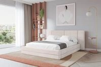 ALTDECOR Polsterbett mit Bettkasten - TEVO - 160x200 - Beige - Bett mit Matratze