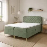 Home Collective Boxspringbett 200x200 cm Salbeigr&uuml;n | inkl. Bettkasten,...