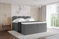 ALTDECOR Boxspringbett - H3/H4 Matratze und Topper - NINA KING - 200x200 - Grau -