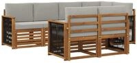 vidaXL Outdoor-Sofagarnitur 6 stk. Nat&uuml;rlich und Hellgrau - Wei&szlig;