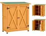 Outsunny Gartenschrank Holz Ger&auml;teschrank Ger&auml;teschuppen mit Asphaltdach Gelb...