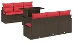 vidaXL Gartensofa-set 7 stk. Braun Poly Rattan - Braun