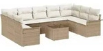 vidaXL Gartensofa-set 10 stk. Braun Poly-Rattan - Beige