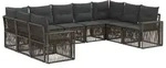 vidaXL Gartensofa-set 9 stk. Grau und Dunkelgrau Poly-Rattan - Grau