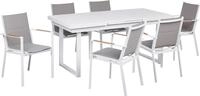 BELIANI Gartenm&ouml;bel Set 7-teilig Wei&szlig; Aluminium Ausziehtisch 180 / 240 x 90 cm