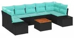 vidaXL Gartensofa-set 8 stk. Schwarz Poly-Rattan - Schwarz