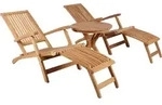 Deckchair Yacht Teak und Tisch Burton Teak-KOMPLETTSET