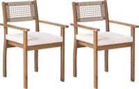 BELIANI Gartenstuhl 2er Set Hellbraun Akazienholz Seiloptik mit Armlehnen...