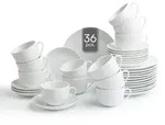 Kaffeeservice - Wei&szlig; - f&uuml;r 12 Personen - Porzellan - 36-teilig - Wei&szlig;