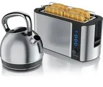 Arendo Fr&uuml;hst&uuml;cks-Set, Wasserkocher Edelstahl 1,7l, 4 Scheiben...