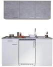 K&uuml;che Minik&uuml;che Singlek&uuml;che K&uuml;chenzeile Pantry Wei&szlig; Beton Luis 150 cm Respekta