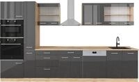 K&uuml;chenzeile Vicco R-Line Anthrazit Hochglanz/Goldkraft Eiche 350 cm mit...