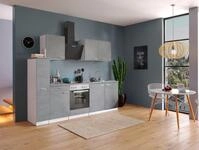 K&uuml;che K&uuml;chenzeile K&uuml;chenblock Einbauk&uuml;che Wei&szlig; Beton Malia 240 cm Respekta