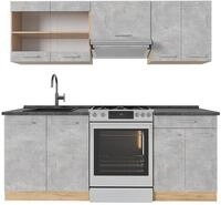 K&uuml;chenzeile Vicco R-Line Beton/Goldkraft Eiche 200 cm , AP Anthrazit, Model...