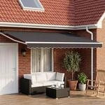 vidaXL Manuelle Gelenkarmmarkise mit LEDs Anthrazit und Wei&szlig; 4 x 2 m