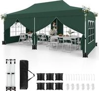 COSTWAY Pavillon 3x6m, Faltpavillon mit 6 abnehmbaren Seitenw&auml;nden, Sands&auml;cke...