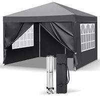 Faltpavillon 3x3m Dunkelgrau Wasserdicht UV-Schutz 50+ H&ouml;henverstellbar mit 4