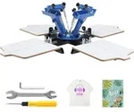 VEVOR Siebdruckmaschine, 4 Farben 4 Stationen 360&deg; drehbare Siebdruckpresse,