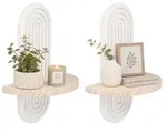 Relaxdays Wandregal, 2er Set, HxBxT: 30 x 21,5 x 12 cm, Holz, Regenbogen, Boho,
