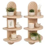 Relaxdays Wandregal, 2er Set, HxBxT: 45 x 21,5 x 12 cm, Holz, Regenbogen, Boho...