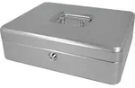 Geldkassette abschlie&szlig;bar (gro&szlig;, 30 cm) Silber, 2 Schl&uuml;ssel, Hartgeldeinsatz...